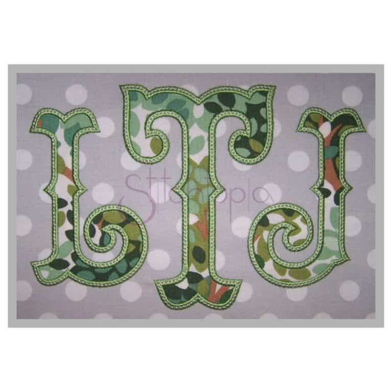 Fishtail Applique Monogram with Bean Stitch - 5