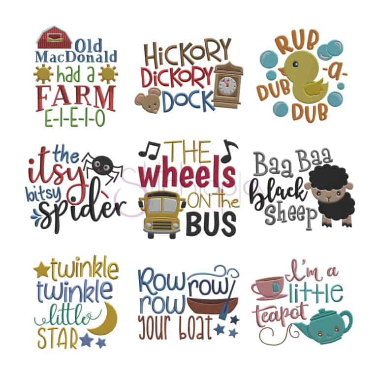 Nursery rhymes embroidery design set  stitchtopia Nursery rhymes embroidery design set  stitchtopia