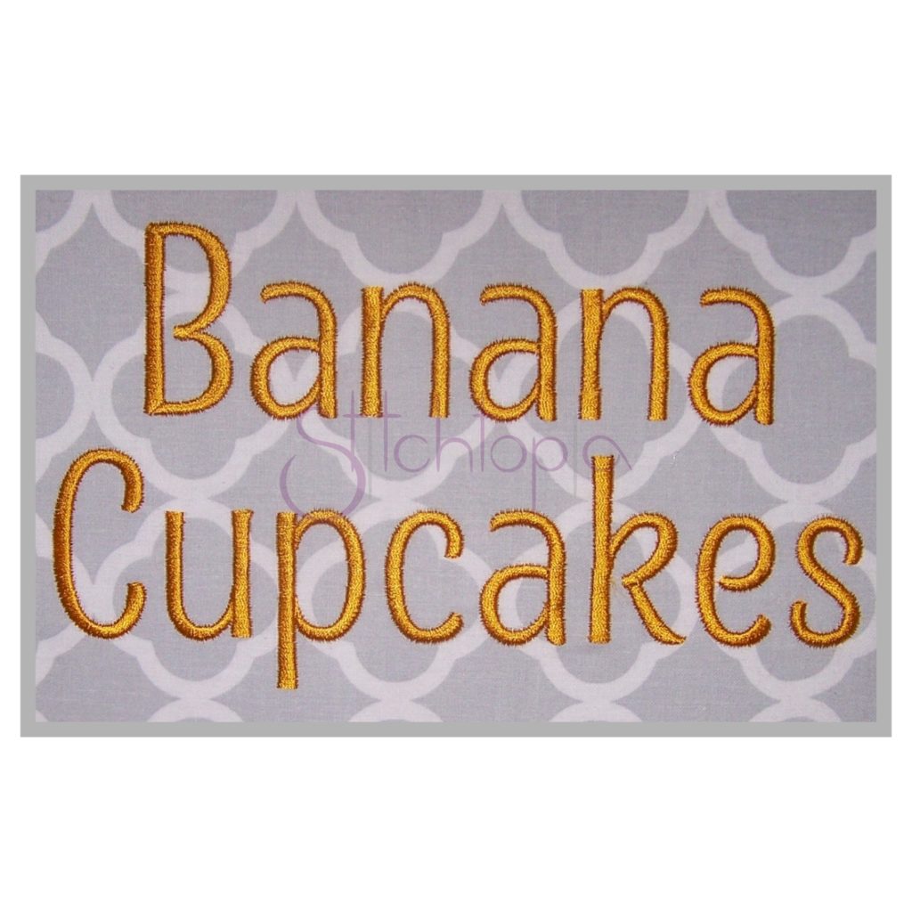 Embroidery font for kids Banana Cupcakes instant download | Stitchtopia