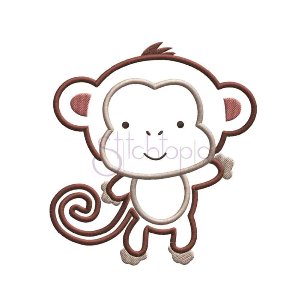 Baby Animals - Monkey Applique Design - Stitchtopia