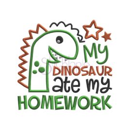My Dinosaur Ate My Homework Applique Design