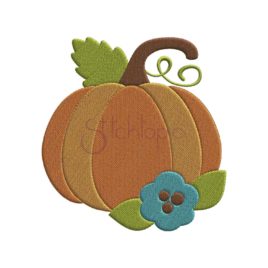 Pumpkin with Flower Embroidery Design