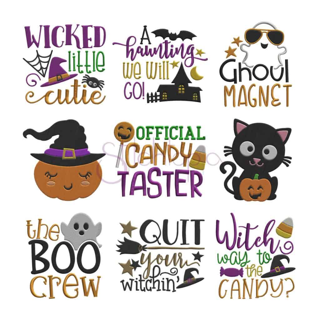 Halloween Trick or Treat silhouette Embroidery Design-9 Sizes-7 Formats-design instant download-machine embroidery