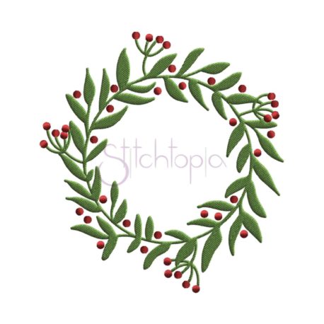 Stitchtopia & HoneybeeSVG Leaves & Berries Wreath Embroidery Frame – Red Green