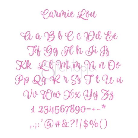 Stitchtopia Carmie Lou Embroidery Font - All Letters, Number & Punctuation