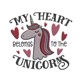 My Heart Belongs to the Unicorns Embroidery Design