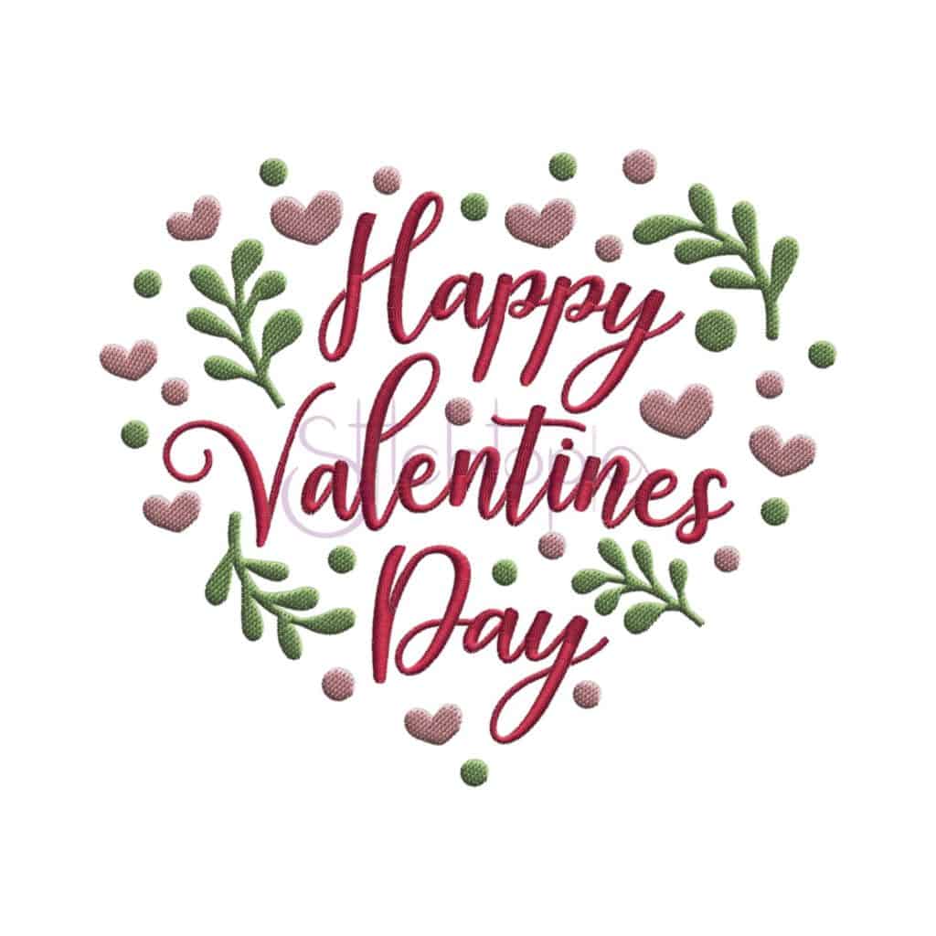 Happy Valentine's Day Heart Embroidery Design - Stitchtopia
