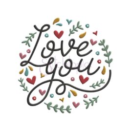 Love You Embroidery Design