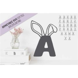 Chunky Alphabet with Bunny Ears SVG Cut Files