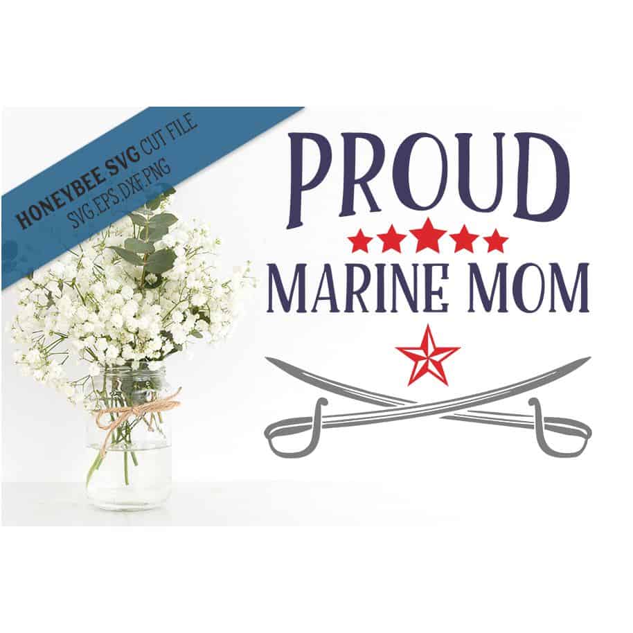 Download Proud Marine Mom SVG Cut File | Stitchtopia