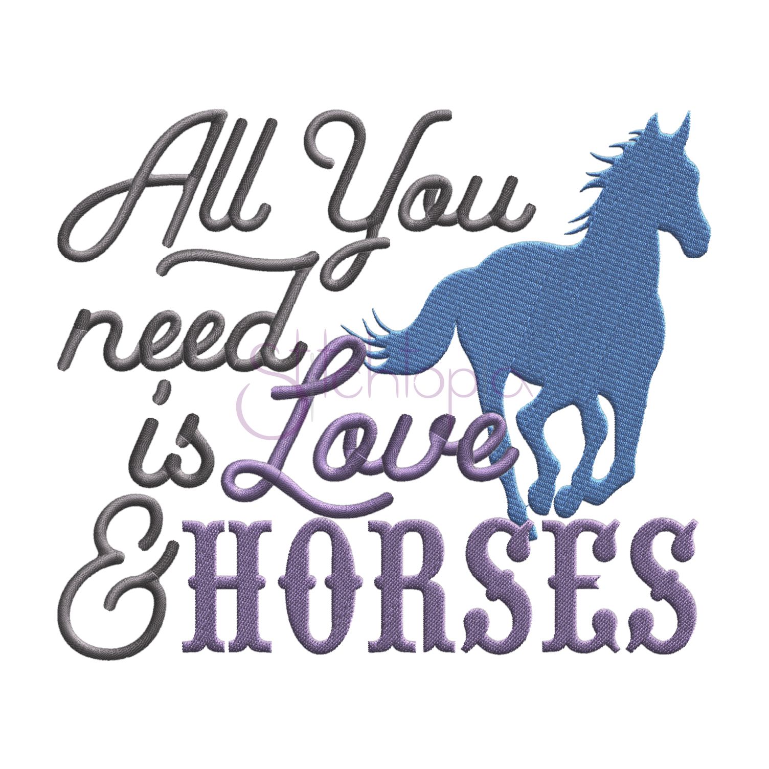 Download All You Need Is Love Horses Embroidery Design Stitchtopia