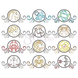 Zodiac Symbol Embroidery Design Set