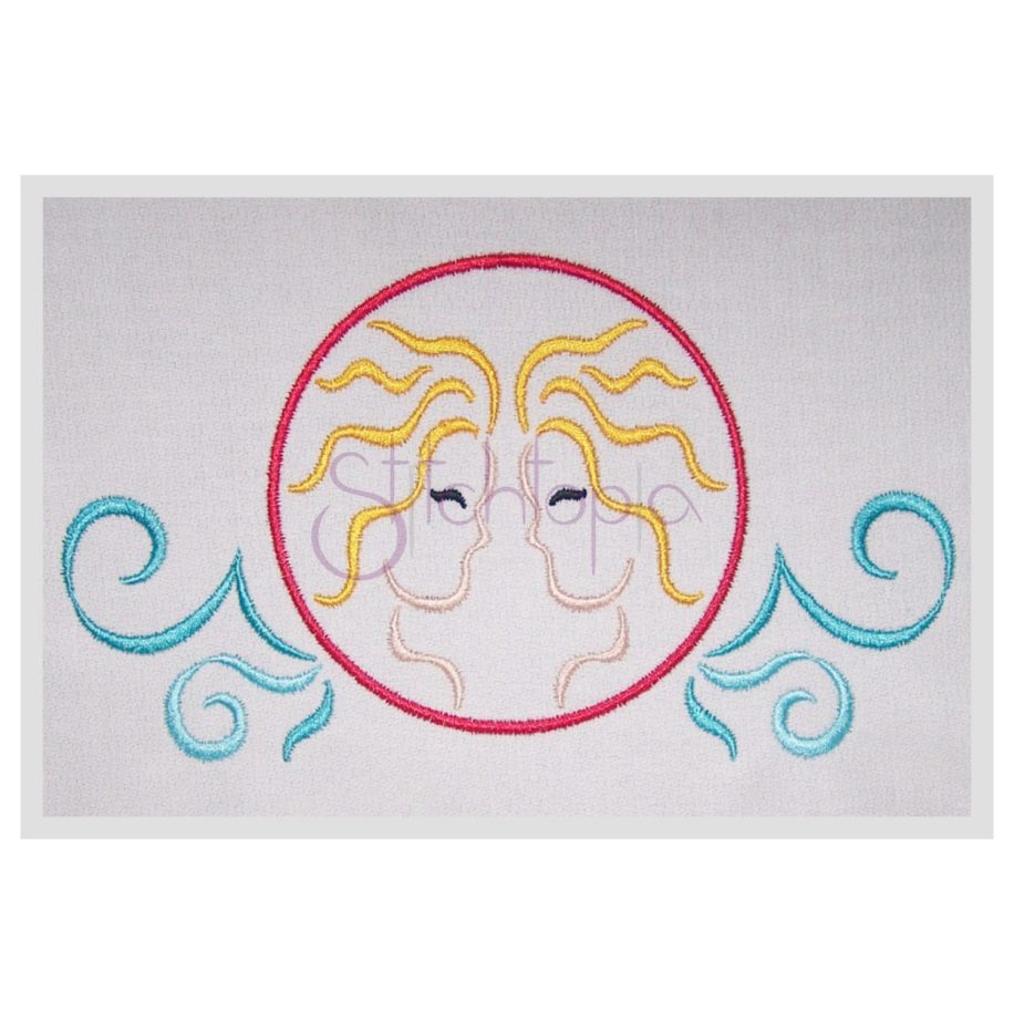 Zodiac Symbol Embroidery Design Gemini Stitchtopia