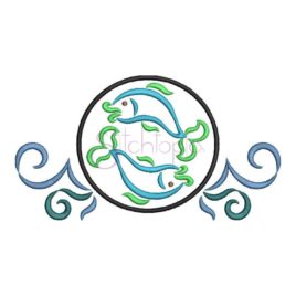 Zodiac Symbol Embroidery Design – Pisces