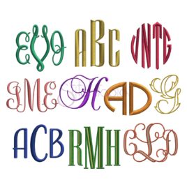 Monogram Embroidery Font Bundle #2 – 10 Fonts