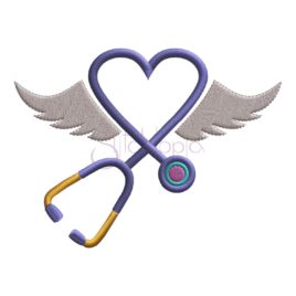 Stethoscope with Wings Embroidery Design