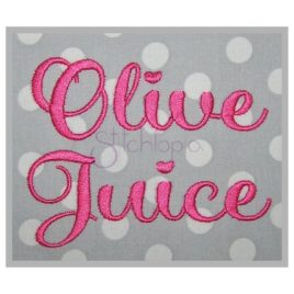 Olive Juice Embroidery Font – 1″ 1.25″ 1.5″ 2″ 2.5″