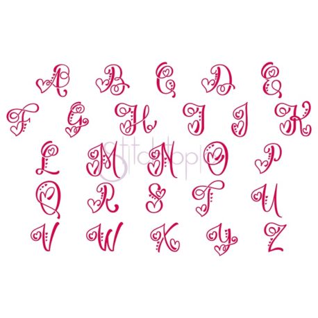 Stitchtopia Sweetheart Embroidery Monogram Font - All Letters