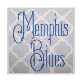 Memphis Blues Embroidery Font 1″ 1.5″ 2″ 2.5″ 3″ 4″ 5″