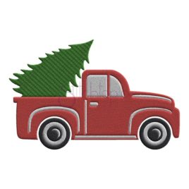 Truck with Tree Embroidery Design - Stitchtopia