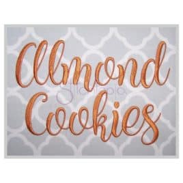 Almond Cookies Embroidery Font #1 2.5″ 3″ 3.5″ 4″ 5″