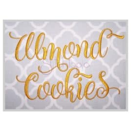 Almond Cookies Embroidery Font #2 2.5″ 3″ 3.5″ 4″ 5″