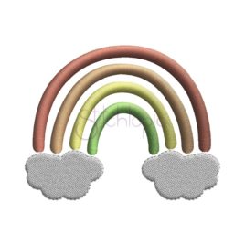 Boho Rainbow With Clouds Embroidery Design
