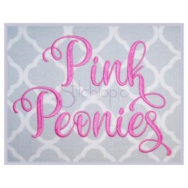 Pink Peonies Embroidery Font 1″ 1.25″ 1.5″ 2″ 2.5″