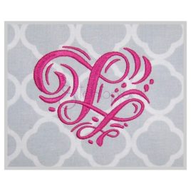 Swirly Hearts Embroidery Monogram 2″ 3″ 4″