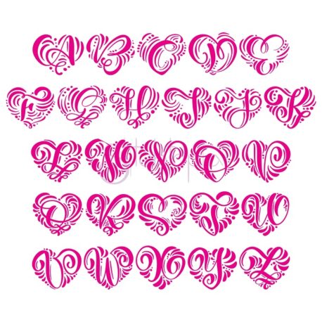 Stitchtopia Swirly Hearts Embroidery Monogram Font - All Letters