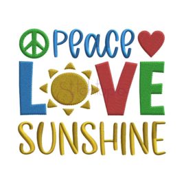 Peace Love Sunshine Embroidery Design