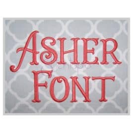 Asher Embroidery Font 1″ 1.25″ 1.5″ 2″ 2.5″