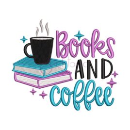 Books And Coffee Embroidery Design
