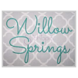 Willow Springs Embroidery Font 1″ 1.25″ 1.5″ 2″ 2.5″