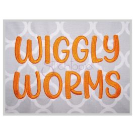 Wiggly Worms Embroidery Font .5″ .75″ 1″ 1.25 1.5″ 2″ 2.5″