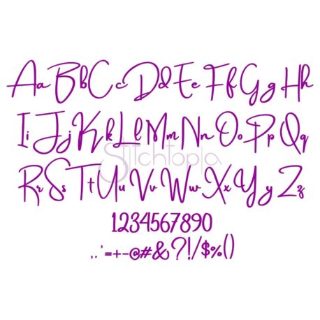 Stitchtopia Wild Orchid Embroidery Font - All Letters