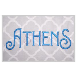 Athens Embroidery Font .75″ 1″ 1.25″ 1.5″ 2″