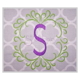Swirly Framed Embroidery Monogram 3″ 4″ 5″