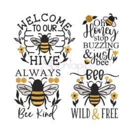 Bee Embroidery Design Set