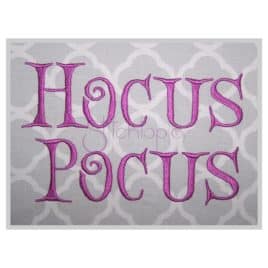 Hocus Pocus Embroidery Font 1″ 1.25″ 1.5″ 2″ 2.5″