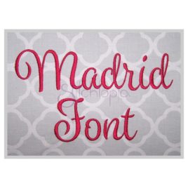 * Madrid Embroidery Font .75″ 1″ 1.25″ 1.5″ 2″