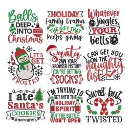 * Funny Christmas Embroidery Design Set