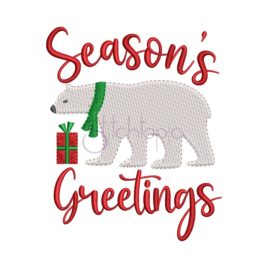 Season’s Greetings Bear Embroidery Design
