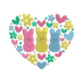 Bunny Heart Embroidery Design