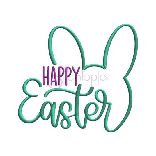 Happy Easter Bunny Ears Embroidery Design Stitchtopia