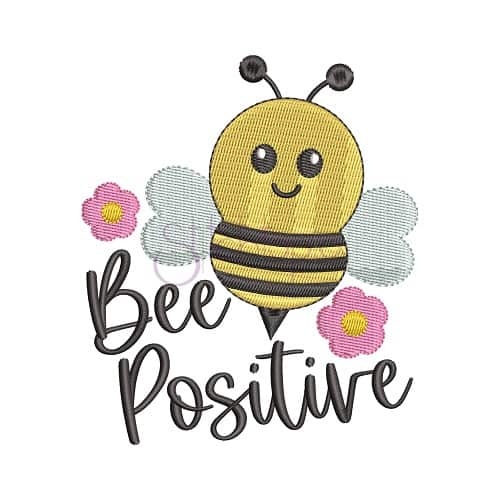 Bee Positive Embroidery Design - Stitchtopia