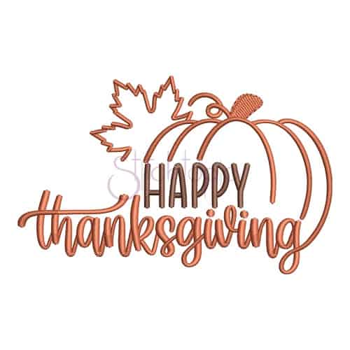 Happy Thanksgiving Pumpkin Embroidery Design