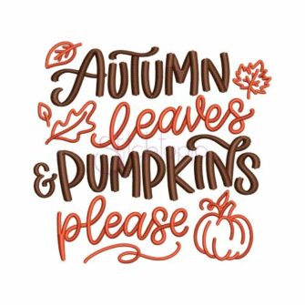 Autumn Leaves & Pumpkins Please #3 Embroidery Design - Stitchtopia