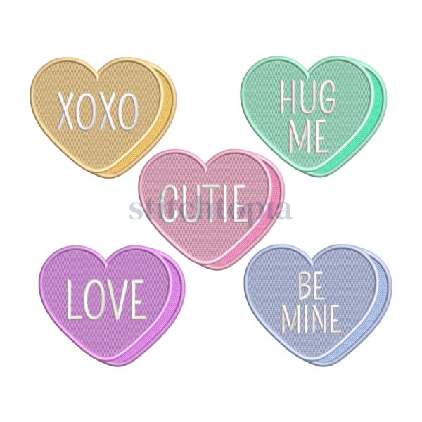 * Candy Hearts Embroidery Design Set