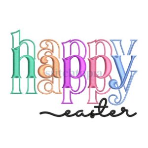 Happy Easter Stacked Embroidery Design